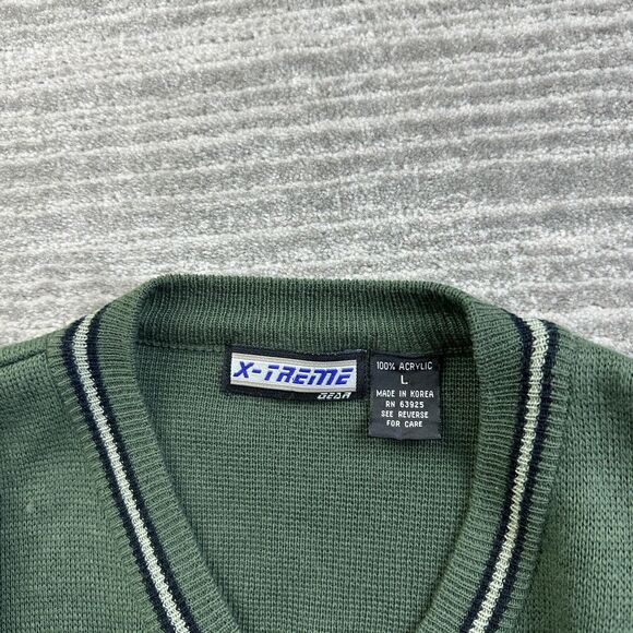 VINTAGE Xtreme Gear Sweater Vest Mens Large Green Cricket Tennis Golf Y2K - Picture 5 of 7